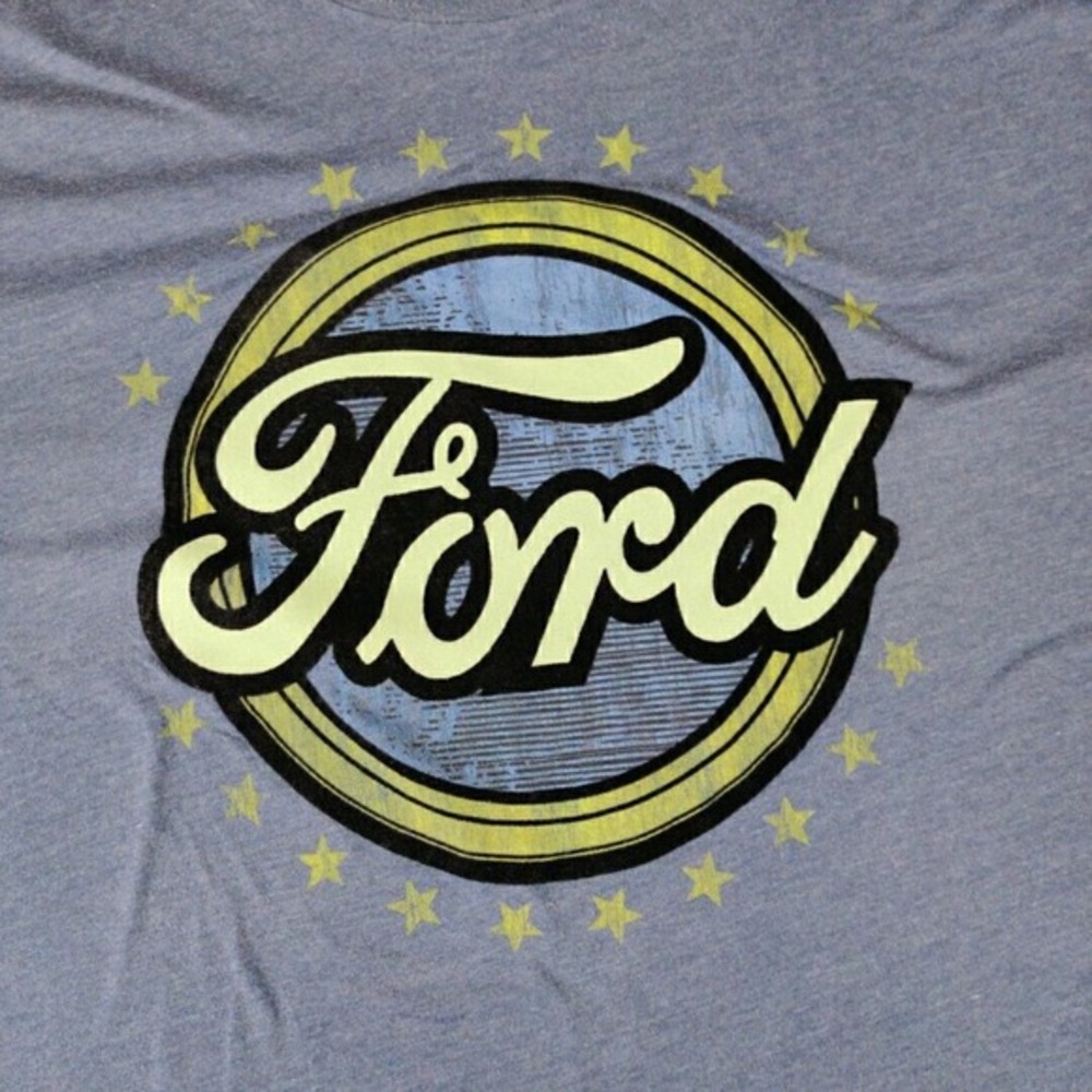 Ford Shirt Mens XXL Blue Shirt Sleeve Casual Black Velvet Logo